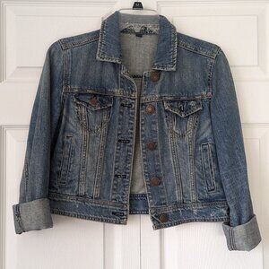 American Eagle Light Denim Button Up Crop Jacket | S